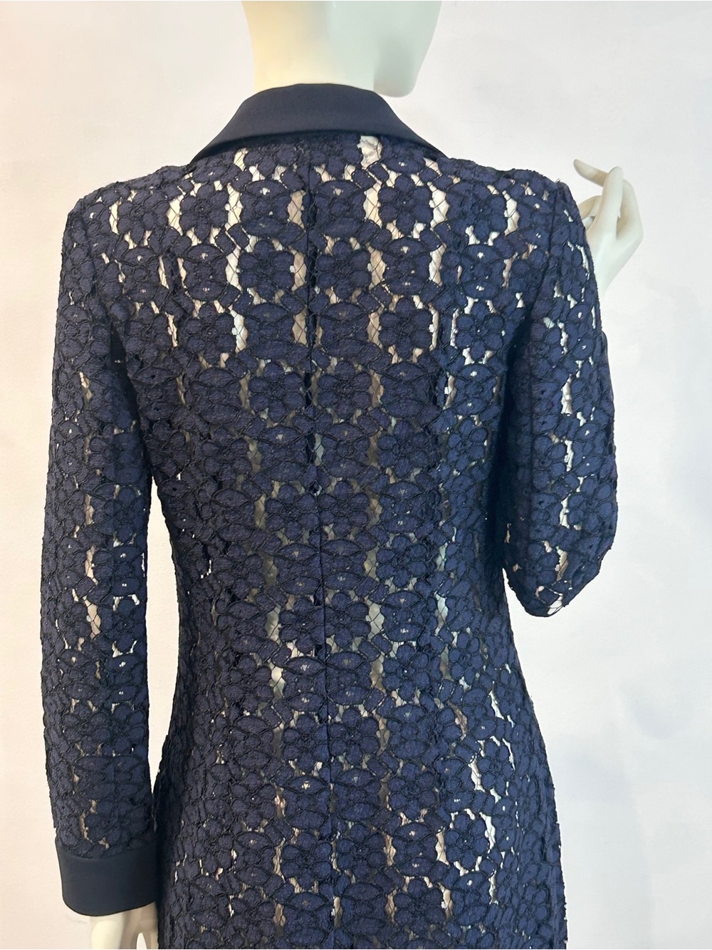 Judith & Charles Navy Blue Lace Long Sleeve Shirt Dress size 4 - Picture 11 of 16